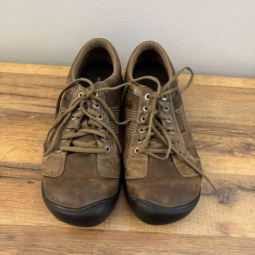 Keen Austin Leather Oxford Casual Shoes Brown Lace Up Comfort Men’s - Picture 7 of 11